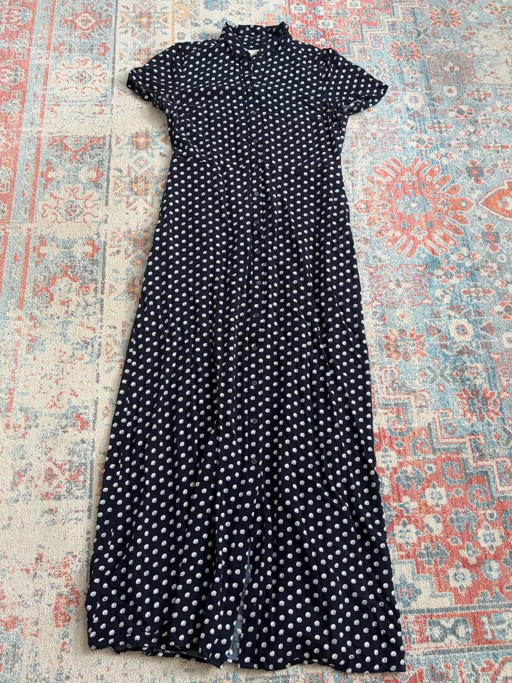 Loft floral print short sleeve button-down midi dress